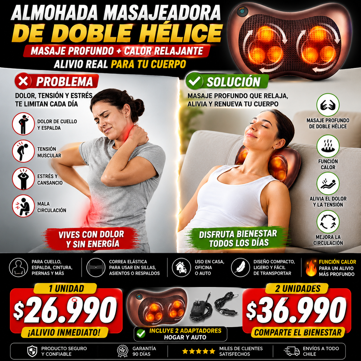 Masajeador Almohada de Doble Hélice