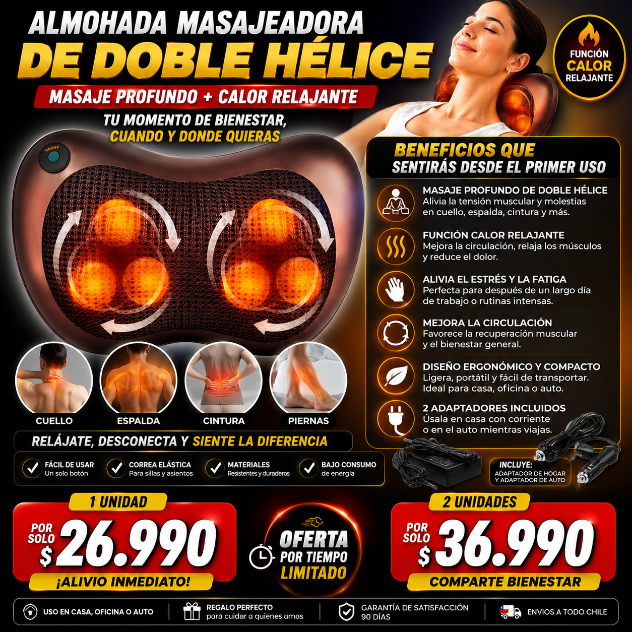 Masajeador Almohada de Doble Hélice