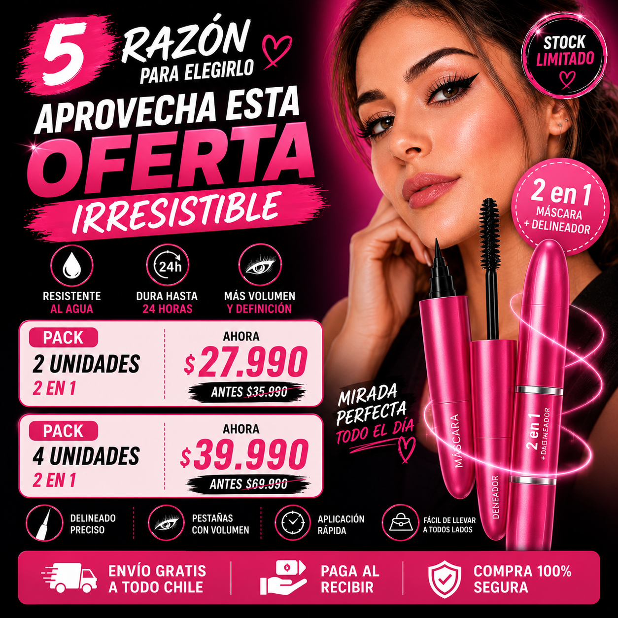 MASCARA PESTAÑAS CON DELINEADOR 2X1