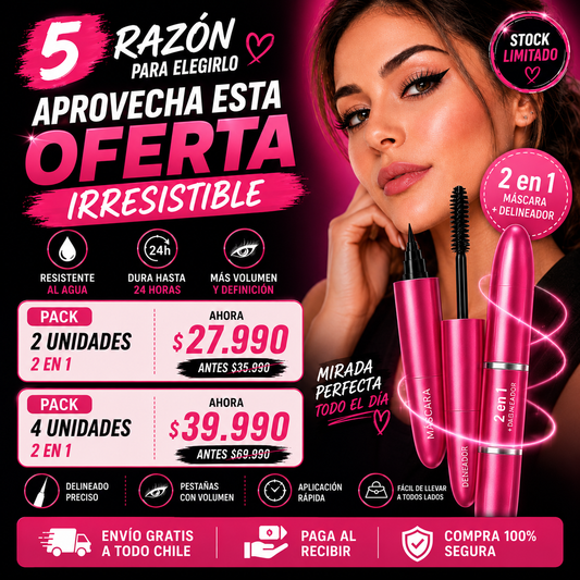 MASCARA PESTAÑAS CON DELINEADOR 2X1