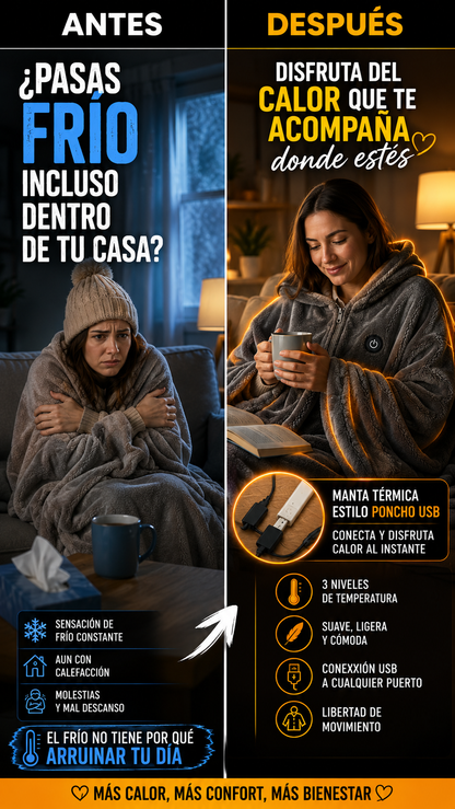 Manta Térmica Eléctrica USB Tipo Poncho