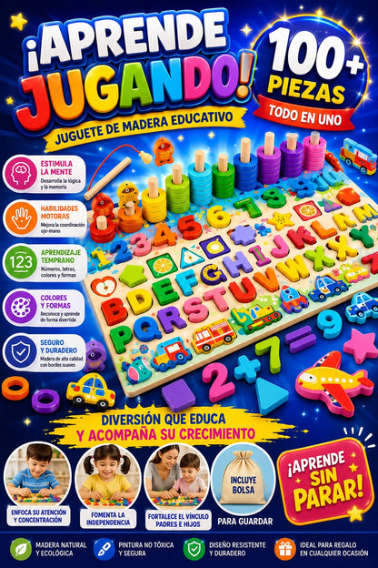 JUGUETE MADERA MONTESSORI MÁS DE 1OO PCS