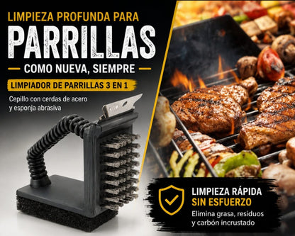 CEPILLO PARA PARRILLA 3 EN 1 LIMPIADOR