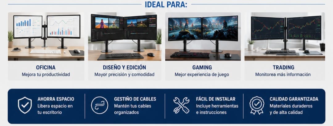 SOPORTE MONITOR DOBLE 13 "a 27"