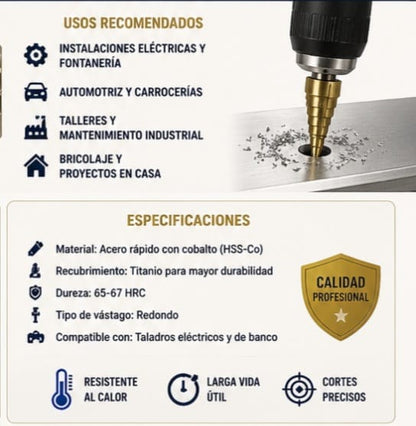 Brocas Conicas c/Cobalto con Maleta