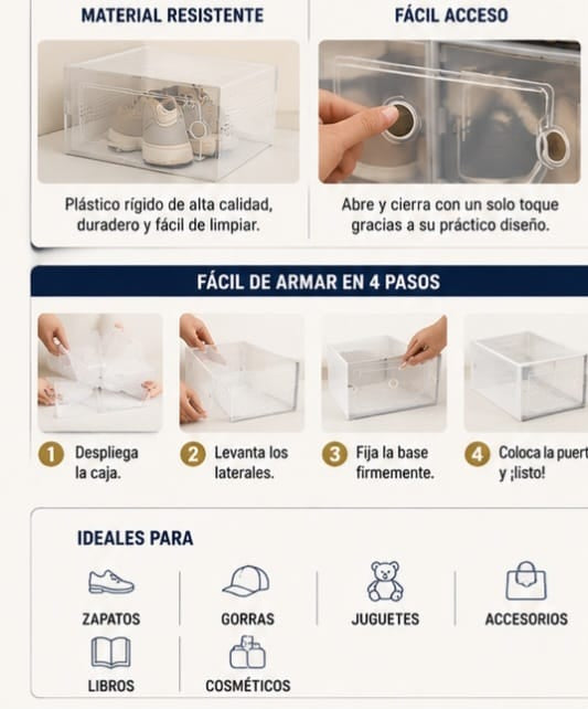 Set 4 cajas plegable de zapato blanca
