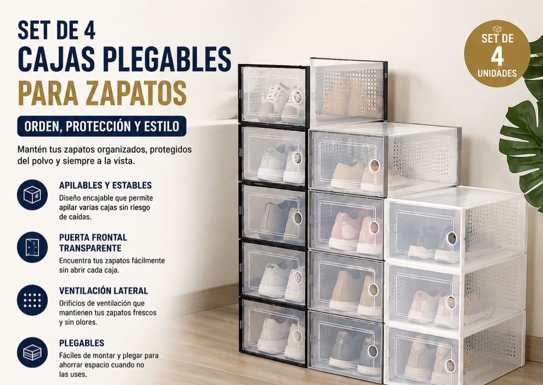 Set 4 cajas plegable de zapato blanca