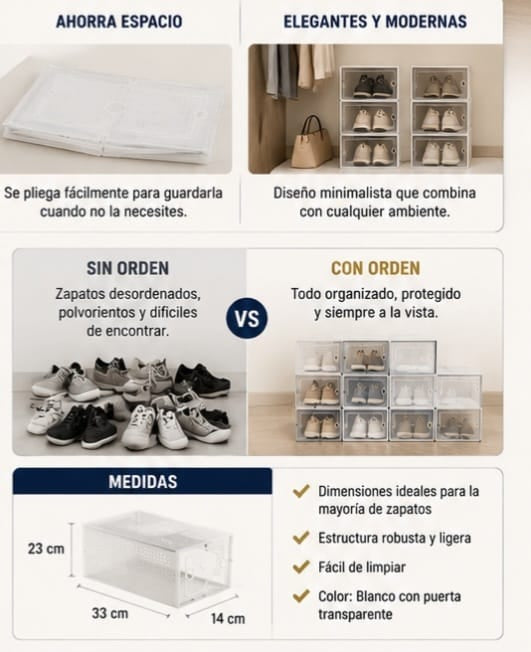 Set 4 cajas plegable de zapato blanca