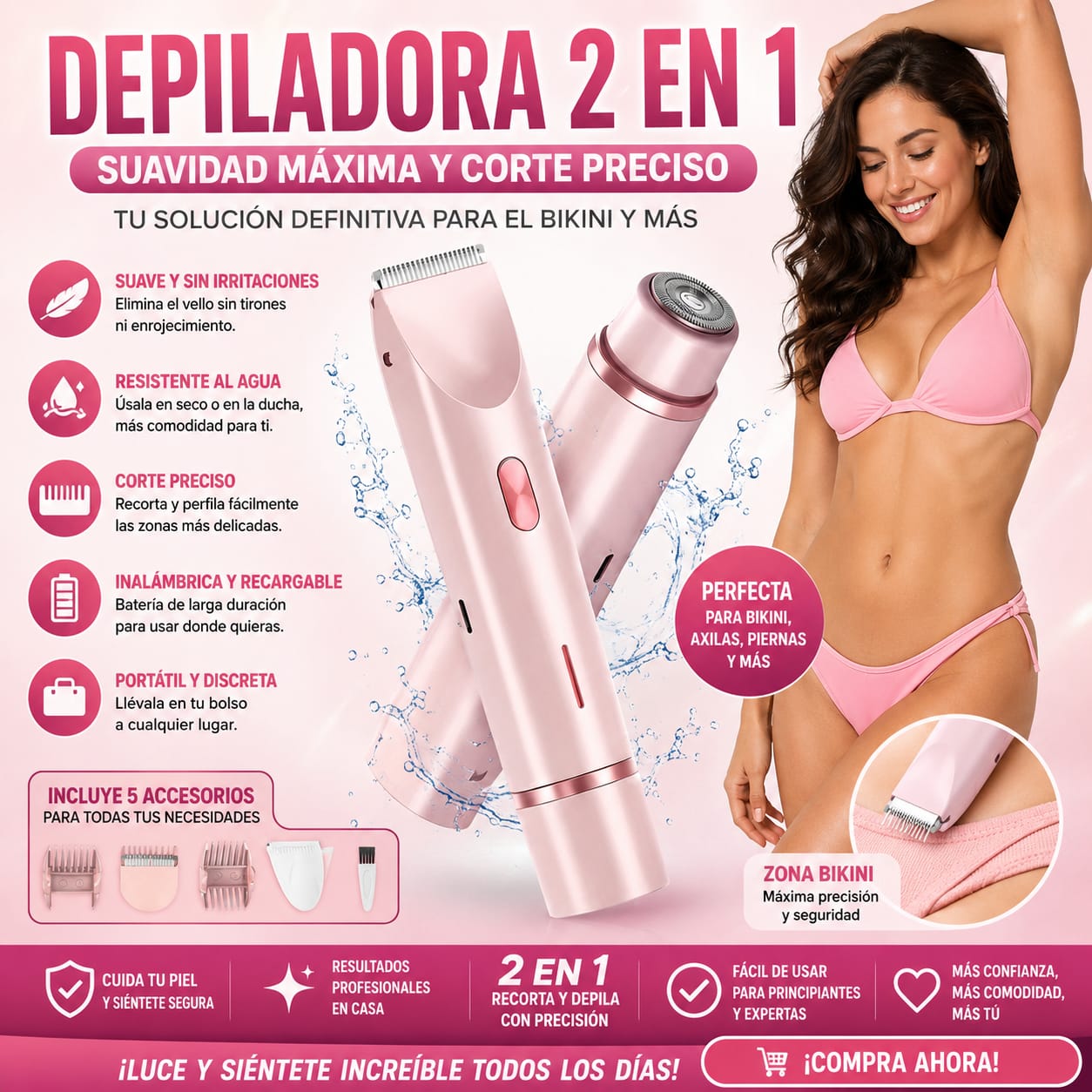 Rasuradora femenina - Adiós pelitos sin dolor