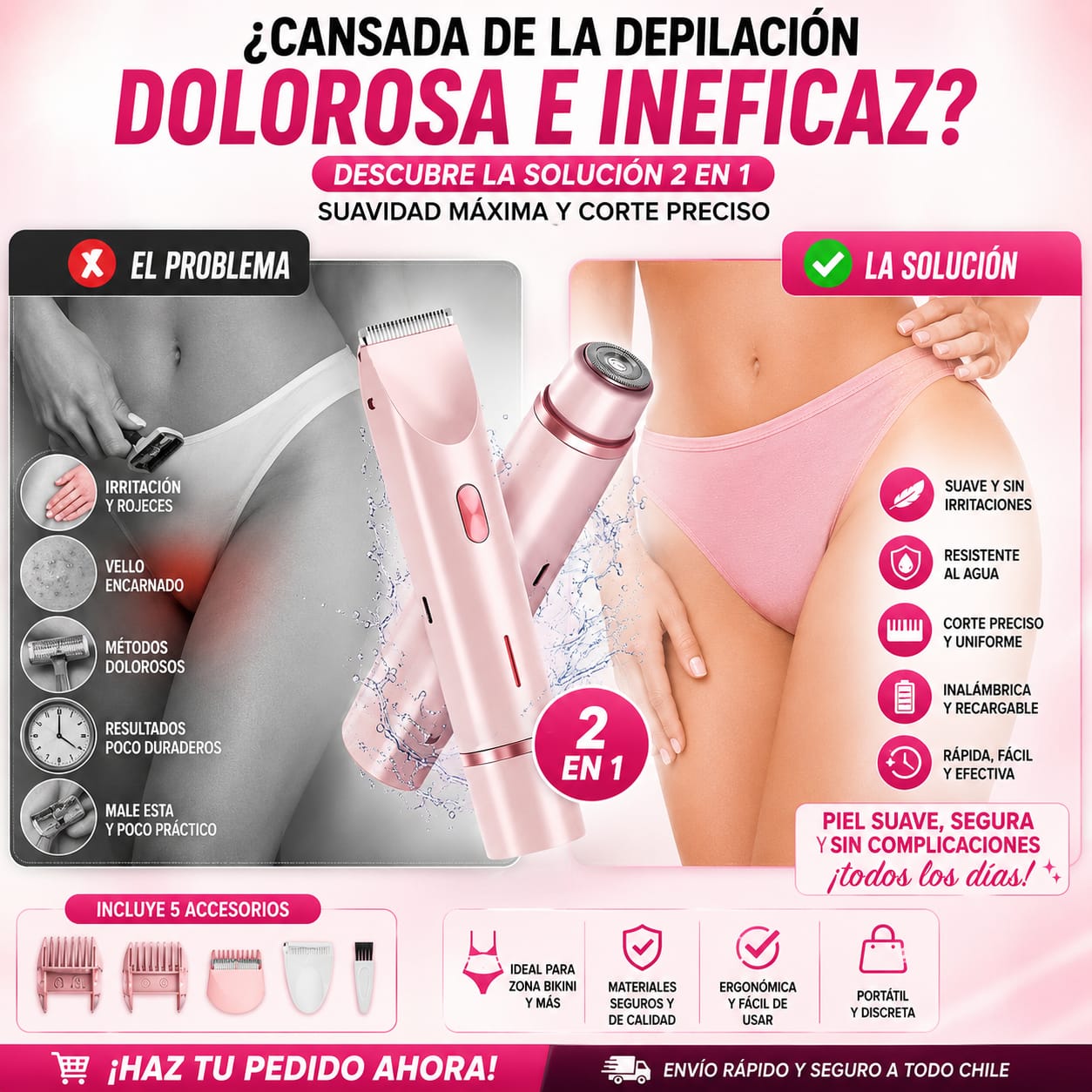 Rasuradora femenina - Adiós pelitos sin dolor