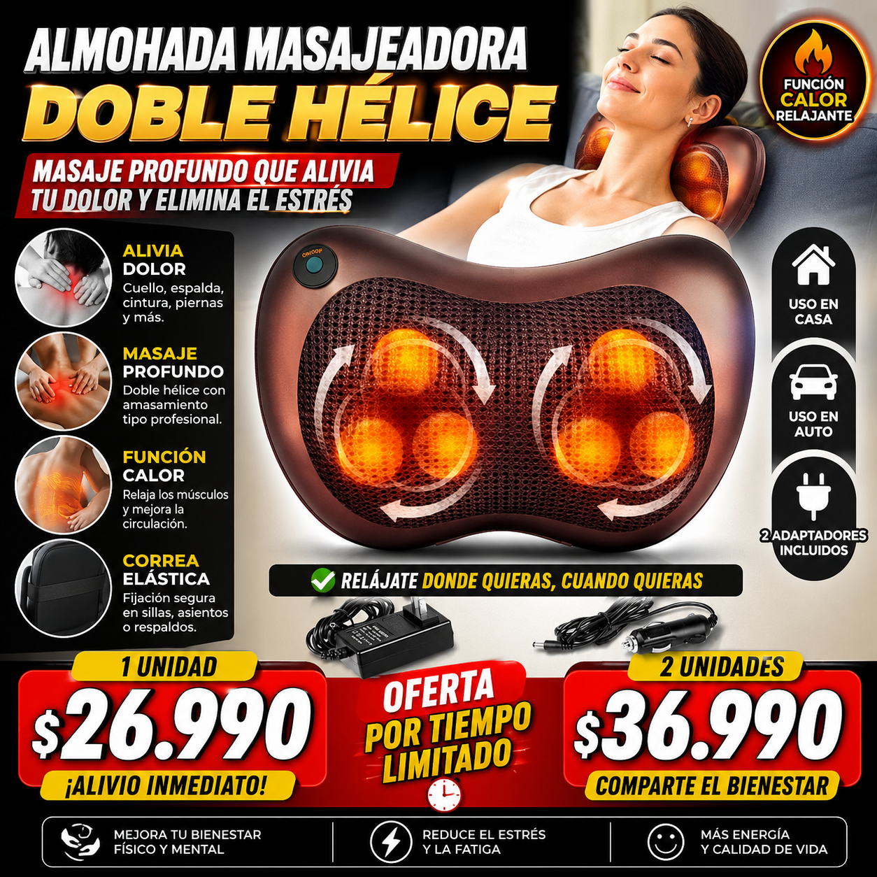 Masajeador Almohada de Doble Hélice