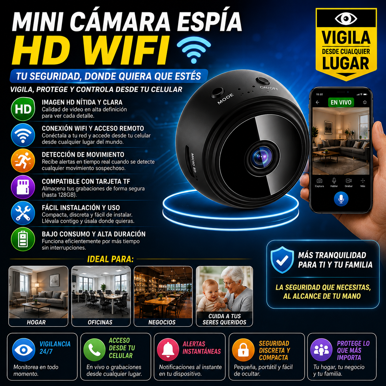 Mini Cámara Espía HD WIFI
